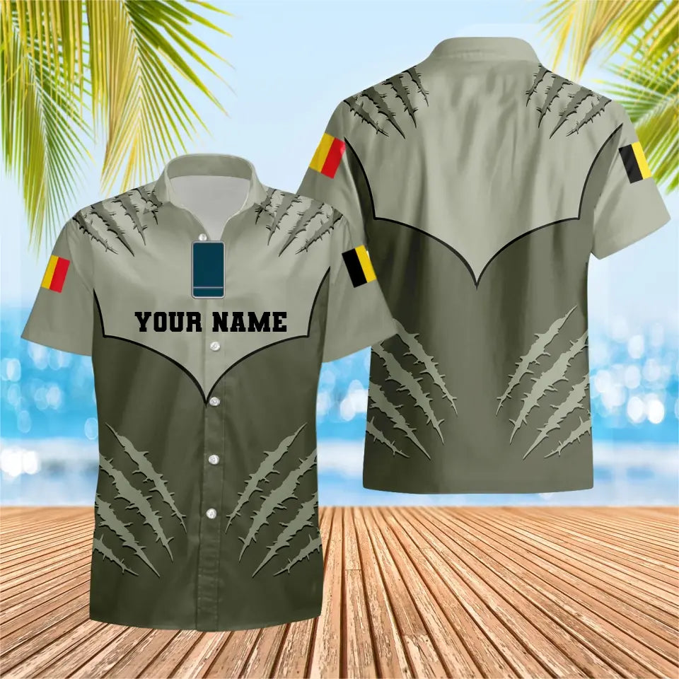 Personalisiertes belgisches Soldaten-/Veteranen-Tarn-T-Shirt mit Namen und Rang, 3D-Druck -1312230001