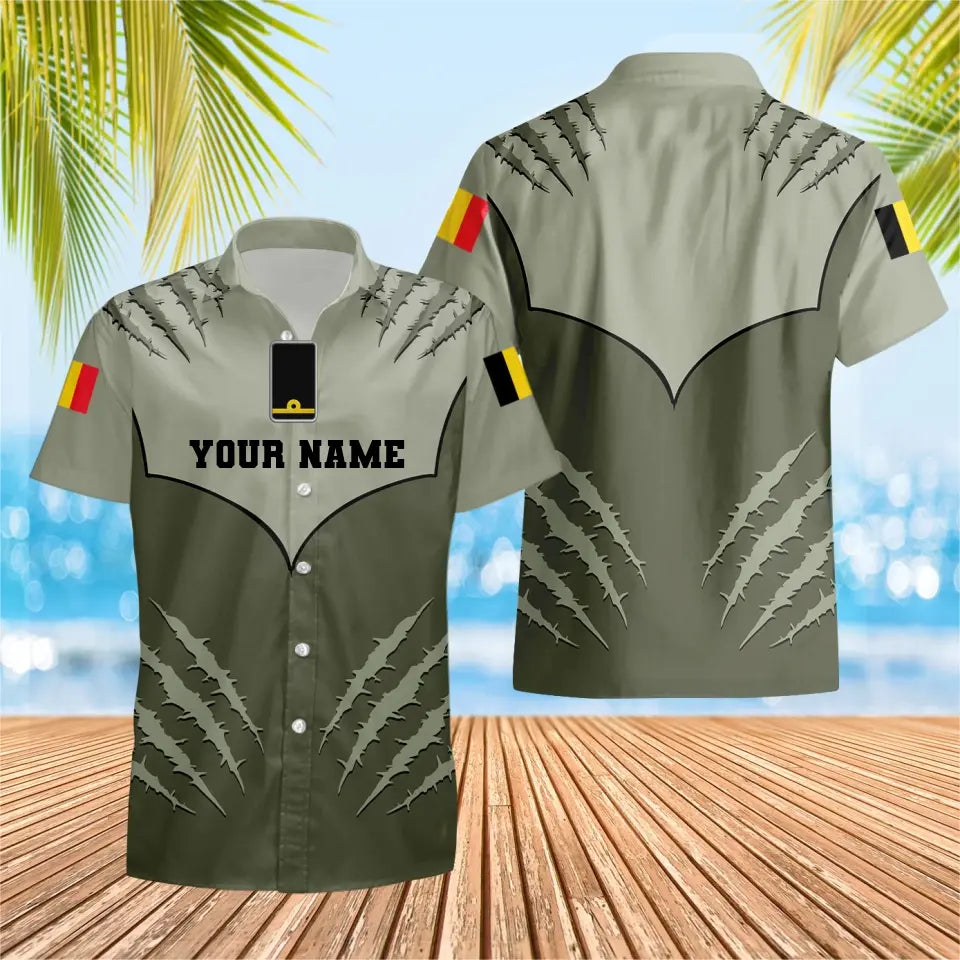 Personalized Belgium Soldier/ Veteran Camo With Name And Rank T-shirt 3D Printed -1312230001