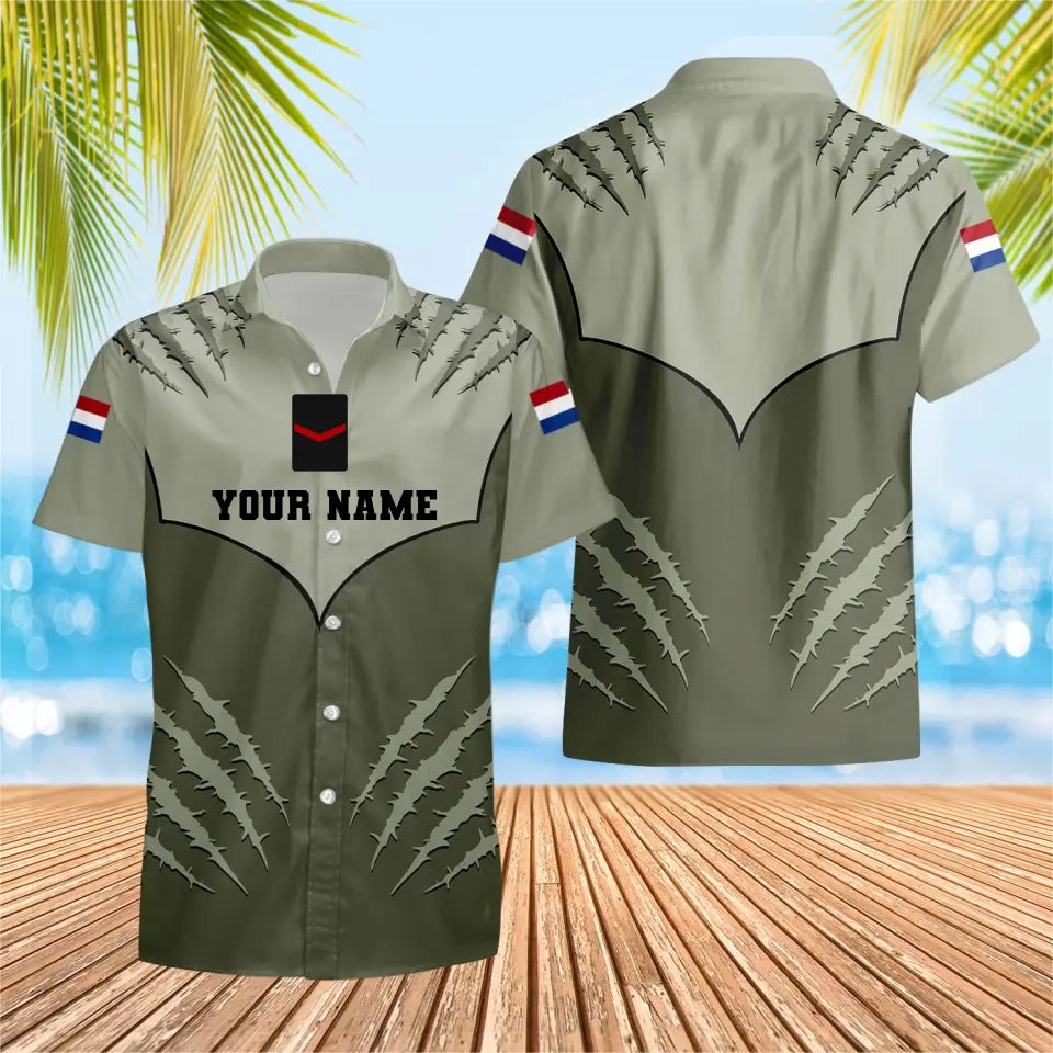 Personalized Netherlands Soldier/ Veteran Camo With Name And Rank T-shirt 3D Printed -1312230001