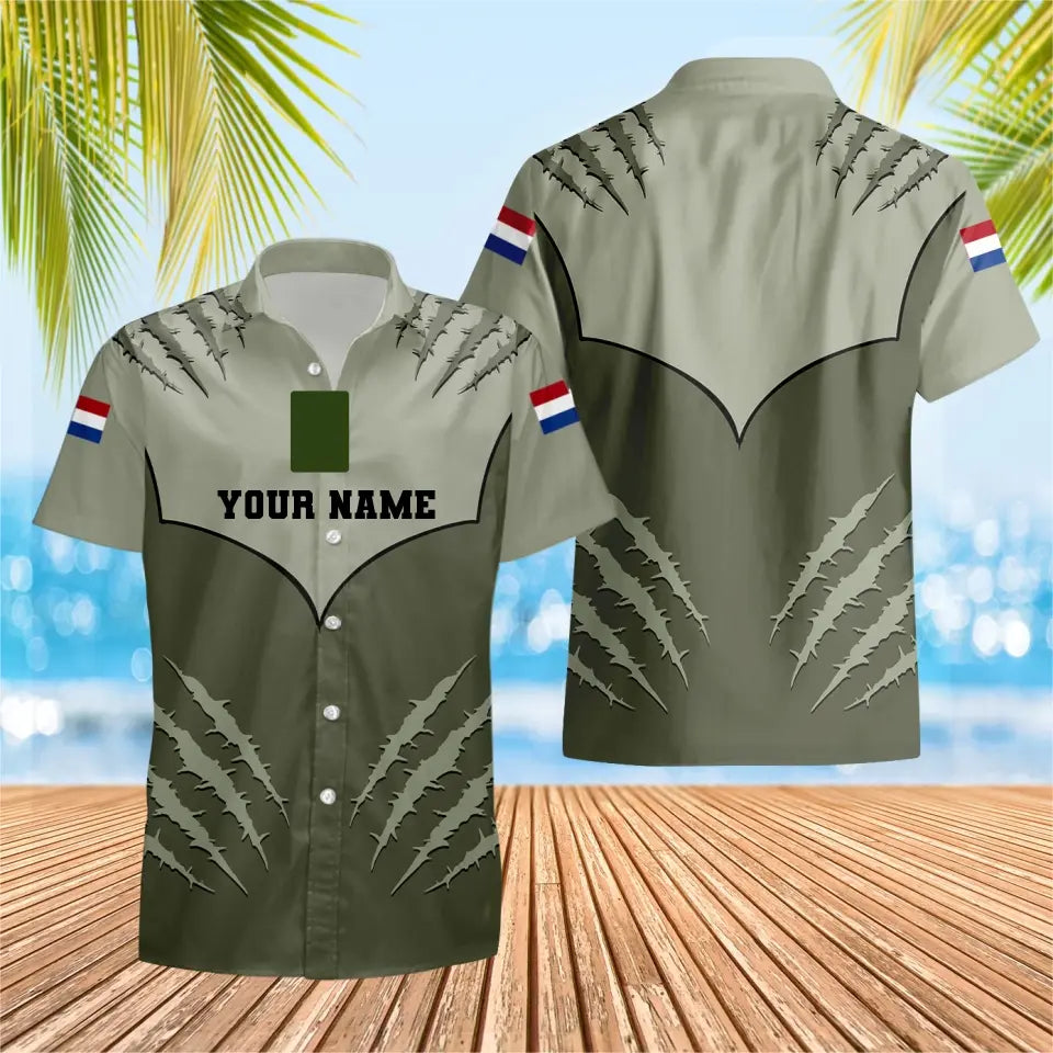 Personalisiertes T-Shirt mit Camouflage-Muster für niederländische Soldaten/Veteranen mit Namen und Rang, 3D-Druck -1312230001