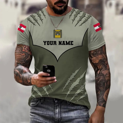 T-shirt personnalisé avec camouflage soldat/vétéran autrichien avec nom et grade imprimé en 3D - 1312230001