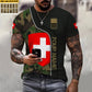 T-shirt personnalisé avec camouflage soldat/vétéran suisse avec nom et grade imprimé en 3D - 1011230004