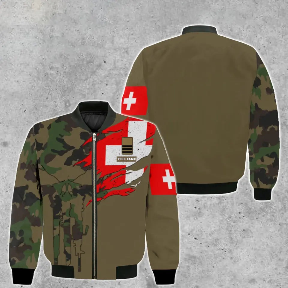 Personalized Swiss Soldier/ Veteran Camo With Name And Rank T-shirt 3D Printed - 1011230001