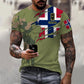 T-shirt personnalisé avec camouflage soldat/vétéran norvégien avec nom et grade imprimé en 3D - 1011230001