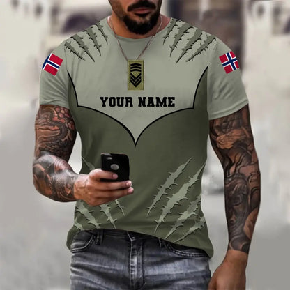 Personalized Norway Soldier/ Veteran Camo With Name And Rank T-shirt 3D Printed - 17024256