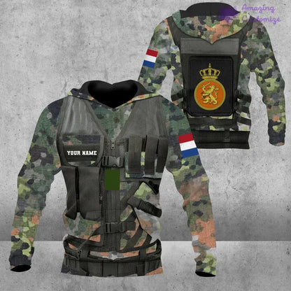 Personalized Netherlands Soldier/ Veteran Camo With Name And Rank Hoodie 3D Printed  - 17049312