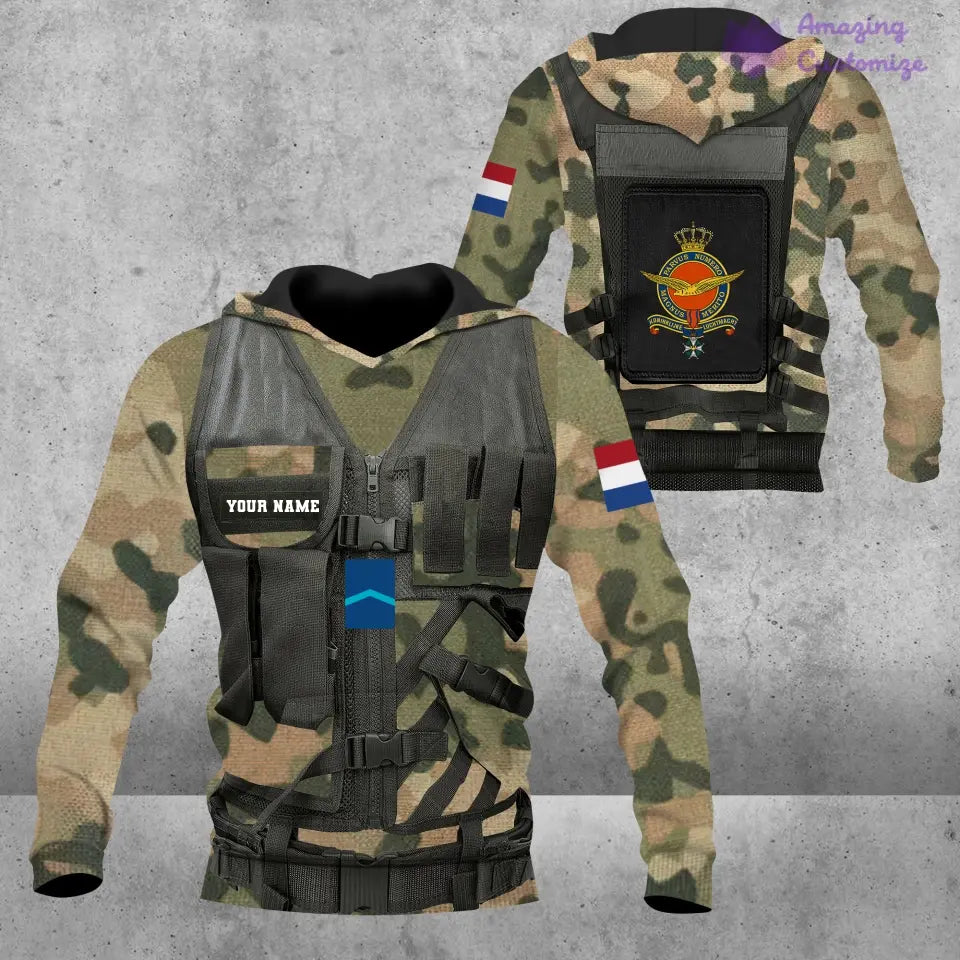 Sweat à capuche personnalisé avec camouflage soldat/vétéran des Pays-Bas avec nom et grade imprimé en 3D - 17049312