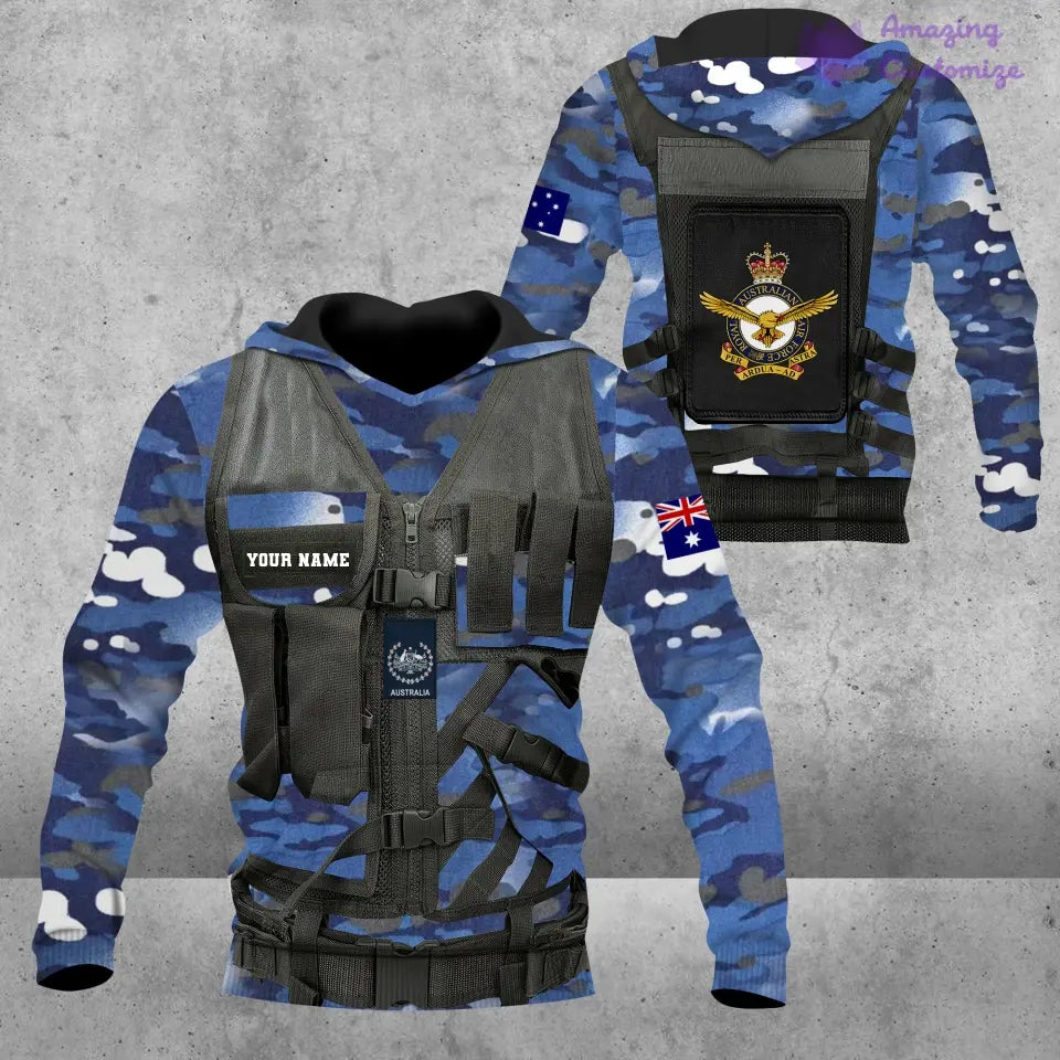 Sweat à capuche personnalisé avec camouflage soldat/vétéran australien avec nom et grade imprimé en 3D - 17049312