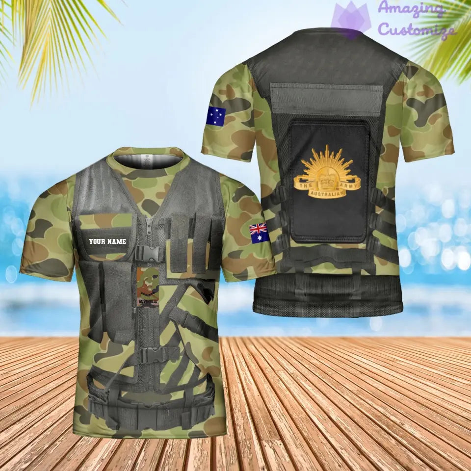 Sweat à capuche personnalisé avec camouflage soldat/vétéran australien avec nom et grade imprimé en 3D - 17049312