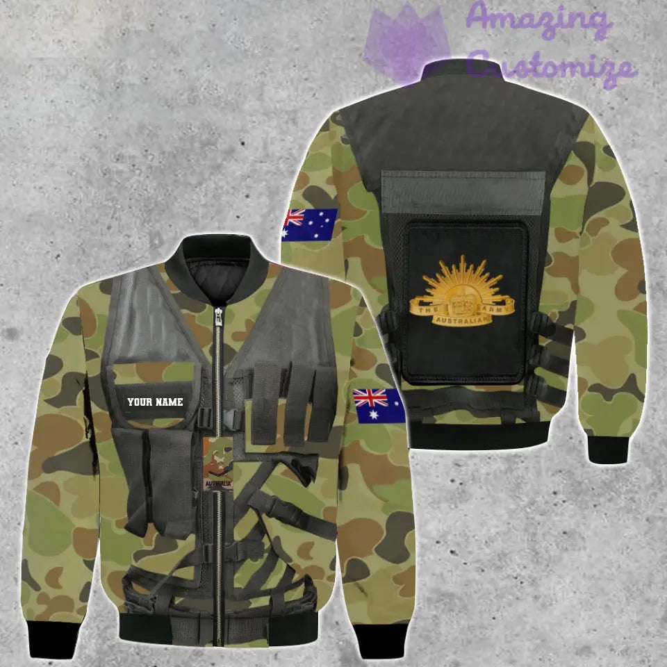 Personalisierter Kapuzenpullover mit Camouflage-Muster für australische Soldaten/Veteranen mit Namen und Rang, 3D-Druck – 17049312