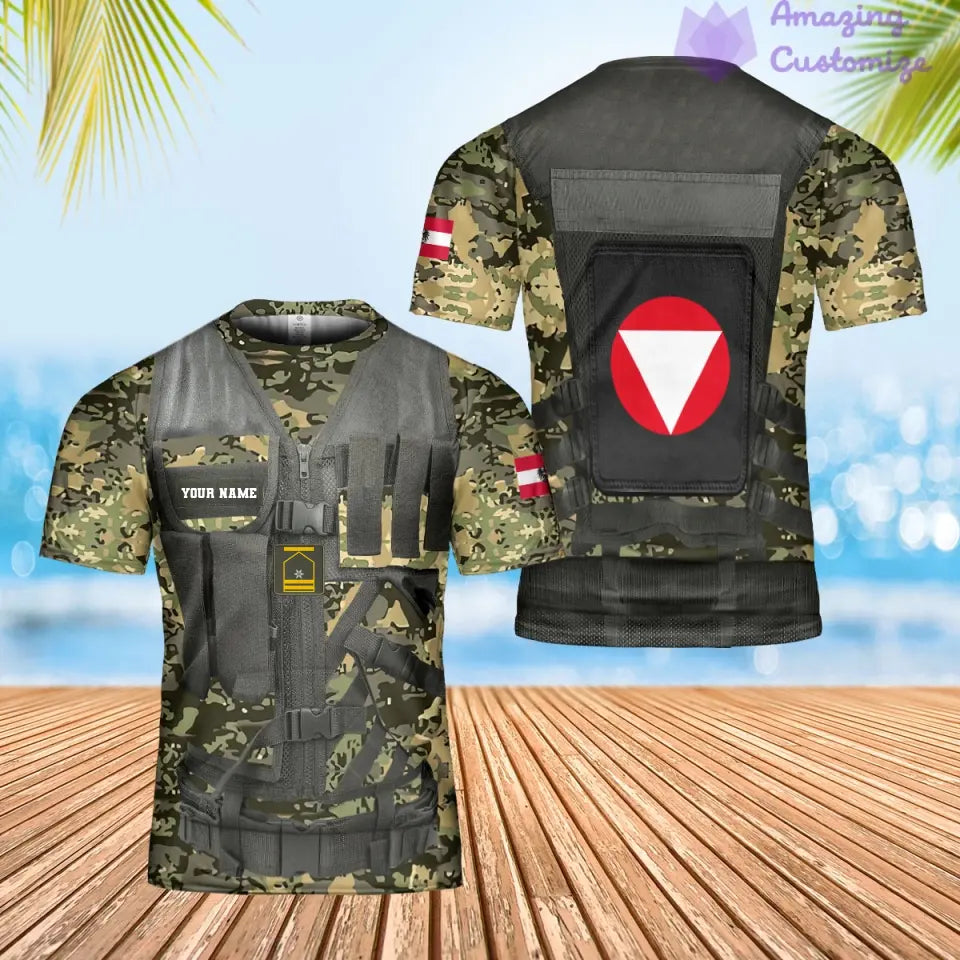 Personalized Austria Soldier/ Veteran Camo With Name And Rank Hawaiin Shirt 3D Printed - 1101240001