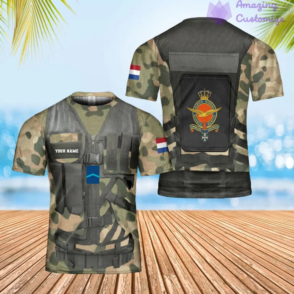 Personalized Netherlands Soldier/ Veteran Camo With Name And Rank Hawaiin Shirt 3D Printed  - 1101240001