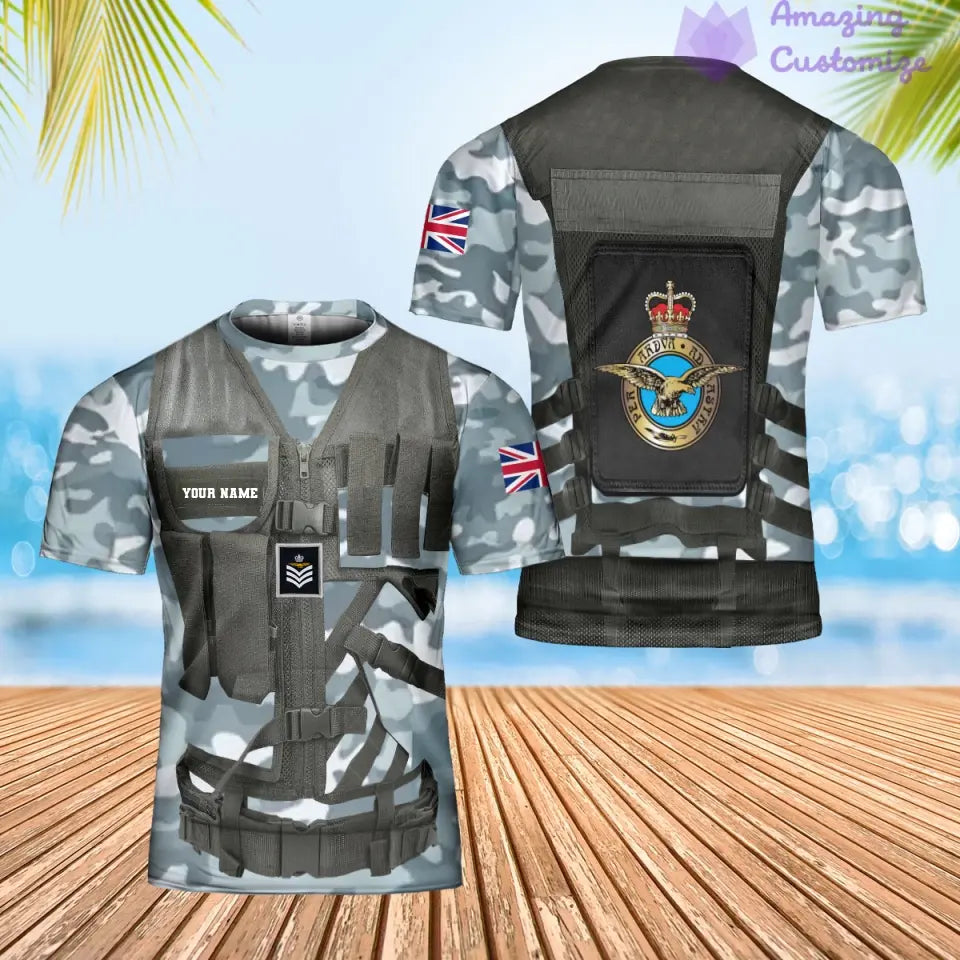 Personalisiertes Hawaiihemd mit Camouflage-Muster für britische Soldaten/Veteranen mit Namen und Rang, 3D-Druck – 1101240001