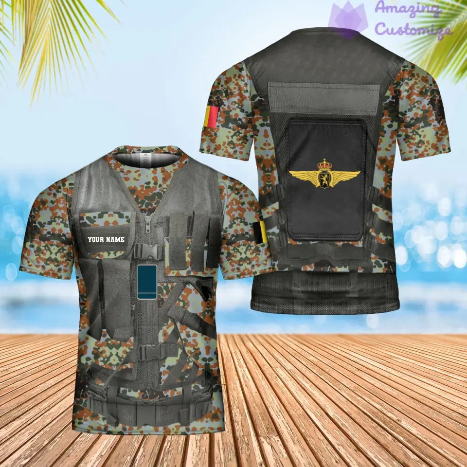 Personalisiertes belgisches Soldaten-/Veteranen-Tarnhemd mit Namen und Rang, Hawaiihemd, 3D-Druck – 1101240001