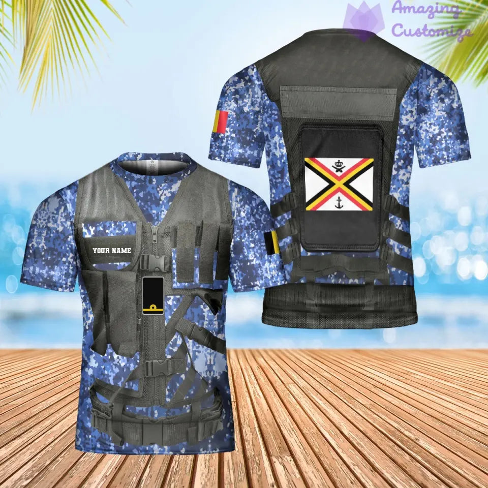 Personalisiertes belgisches Soldaten-/Veteranen-Tarnhemd mit Namen und Rang, Hawaiihemd, 3D-Druck – 1101240001