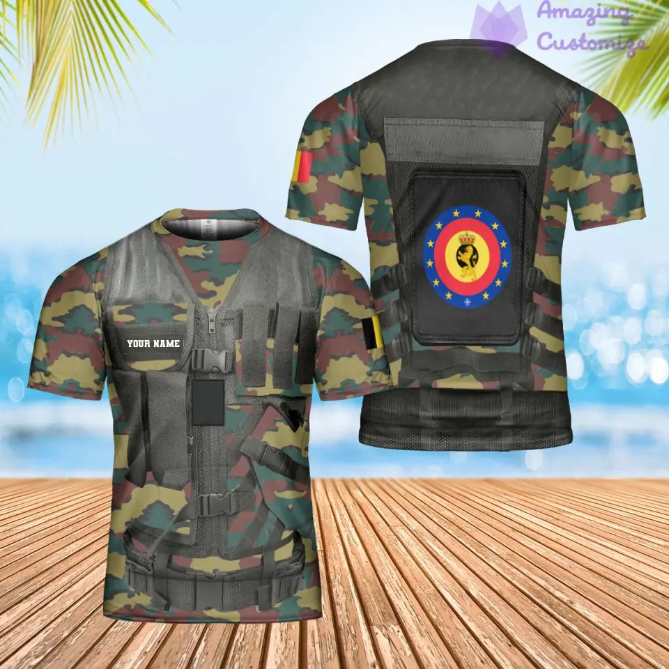 Personalized Belgium Soldier/ Veteran Camo With Name And Rank Hawaiin Shirt 3D Printed  - 1101240001