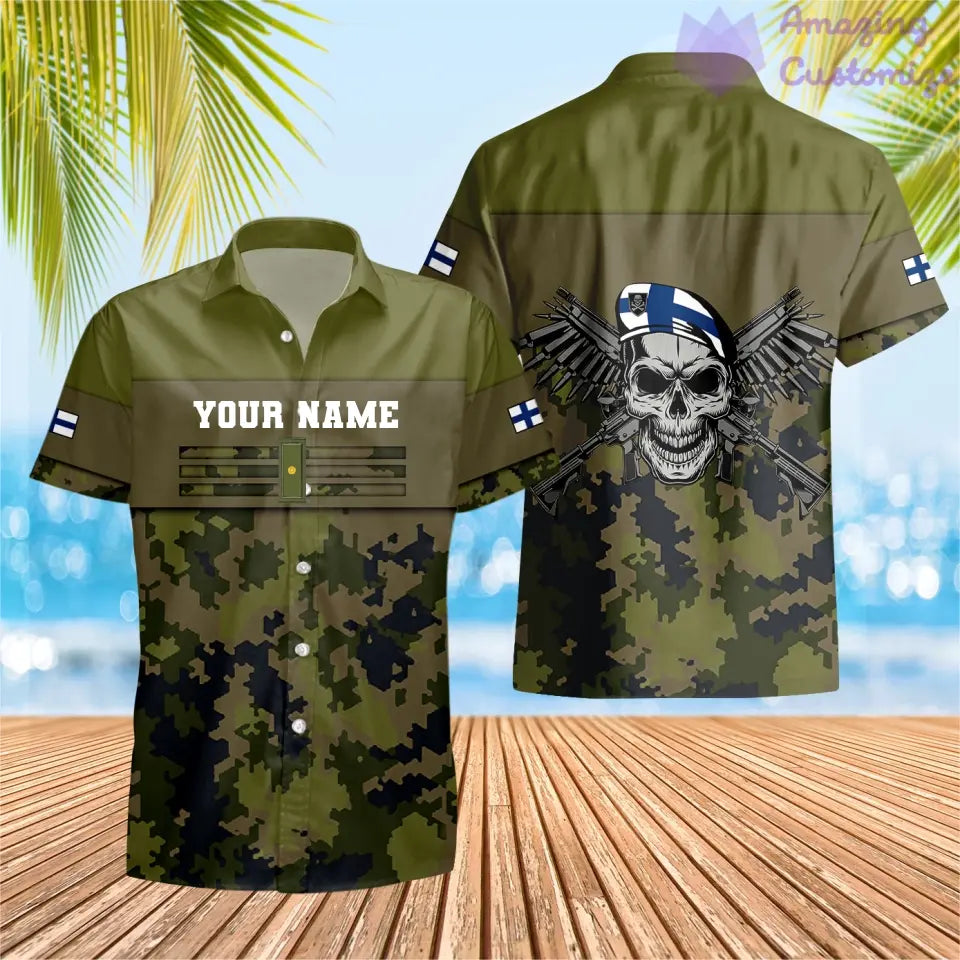 Personalisiertes T-Shirt mit finnischem Soldaten-/Veteranen-Tarnmuster und Namen und Rang, 3D-Druck – 0502240001