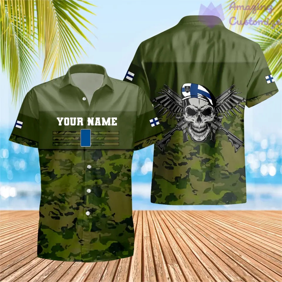 Personalisiertes T-Shirt mit finnischem Soldaten-/Veteranen-Tarnmuster und Namen und Rang, 3D-Druck – 0502240001