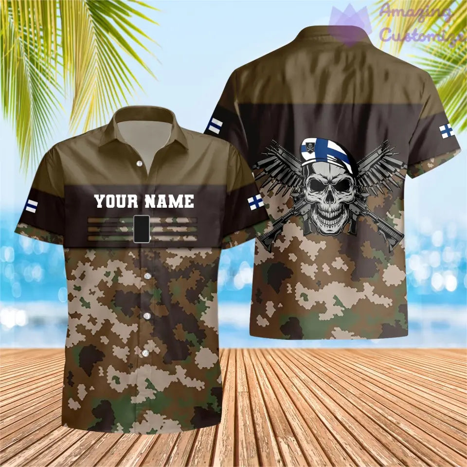 T-shirt personnalisé avec camouflage soldat/vétéran finlandais avec nom et grade imprimé en 3D - 0502240001