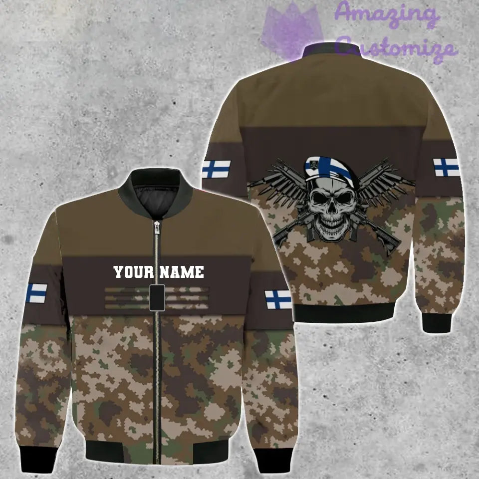 T-shirt personnalisé avec camouflage soldat/vétéran finlandais avec nom et grade imprimé en 3D - 0502240001