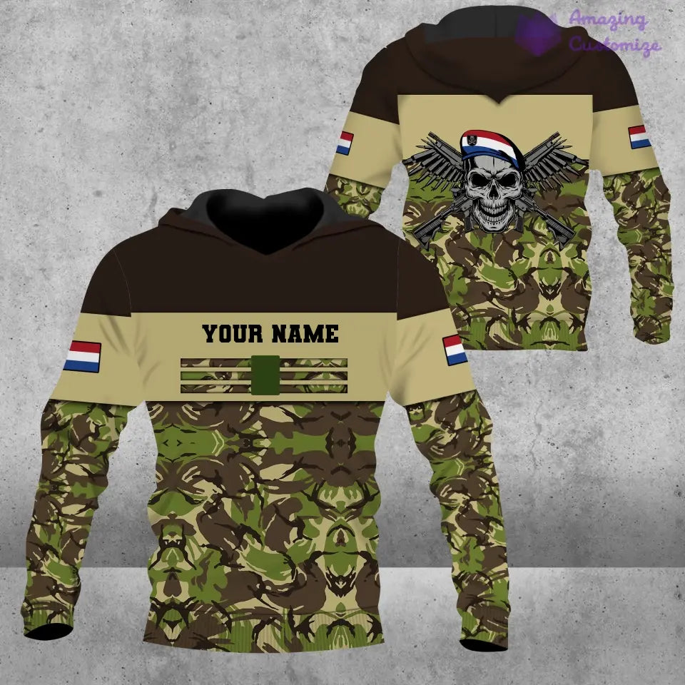 T-shirt personnalisé avec camouflage soldat/vétéran néerlandais avec nom et grade imprimé en 3D - 0502240003