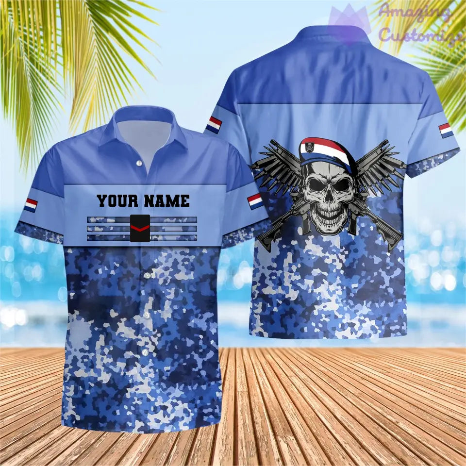 T-shirt personnalisé avec camouflage soldat/vétéran néerlandais avec nom et grade imprimé en 3D - 0502240003