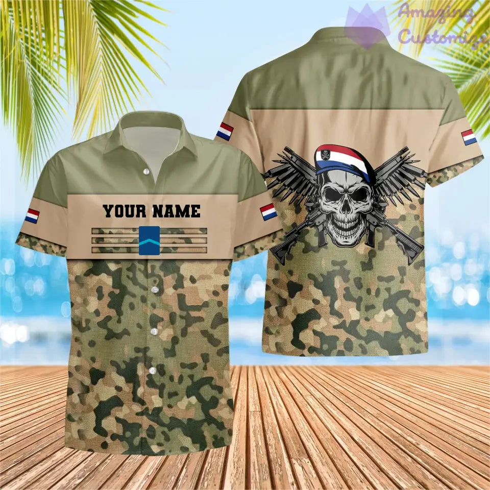 T-shirt personnalisé avec camouflage soldat/vétéran néerlandais avec nom et grade imprimé en 3D - 0502240003