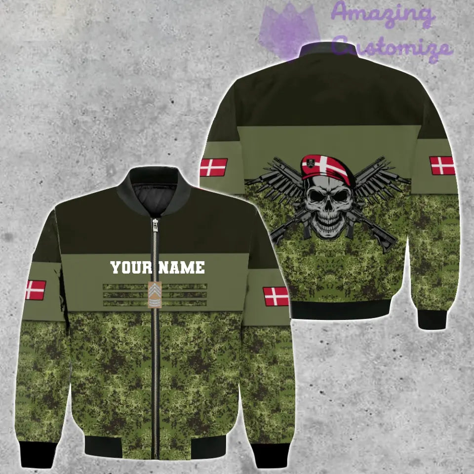 T-shirt personnalisé avec camouflage soldat/vétéran du Danemark avec nom et grade imprimé en 3D - 0502240003