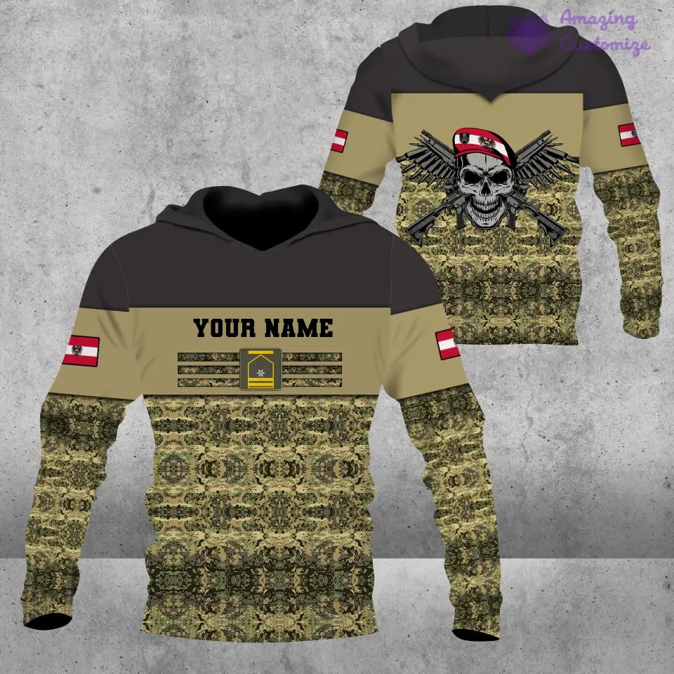 Personalized Austrian Soldier/ Veteran Camo With Name And Rank T-shirt 3D Printed - 0102240001