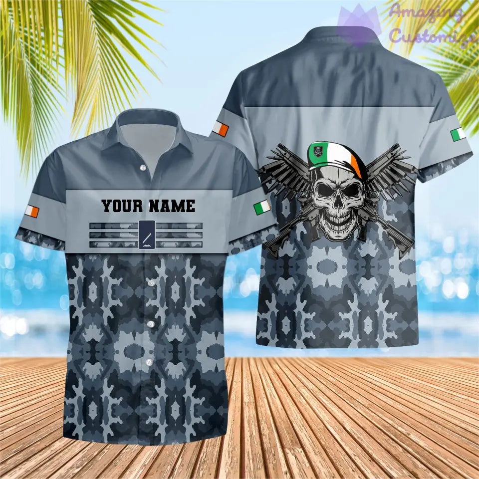 T-shirt personnalisé avec camouflage soldat/vétéran irlandais avec nom et grade imprimé en 3D - 0602240001