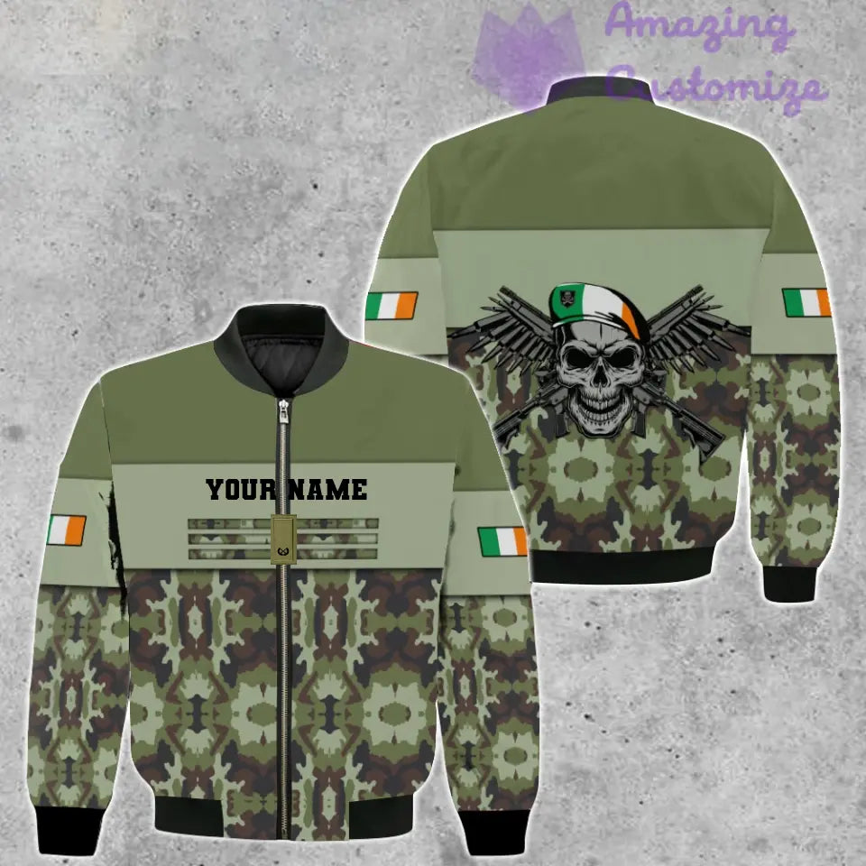 T-shirt personnalisé avec camouflage soldat/vétéran irlandais avec nom et grade imprimé en 3D - 0602240001