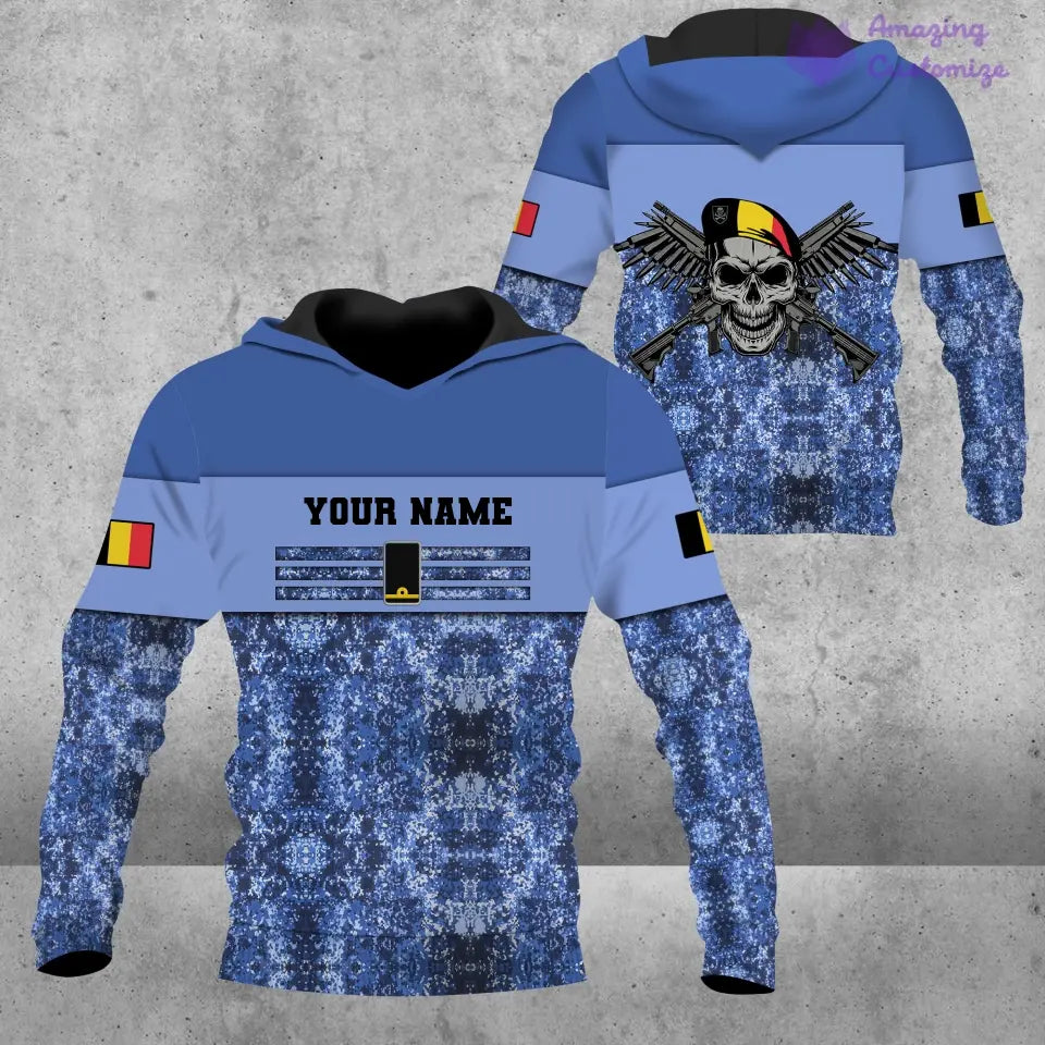 Personalisiertes T-Shirt mit belgischem Soldaten-/Veteranen-Tarnmuster mit Namen und Rang, 3D-Druck – 0102240003