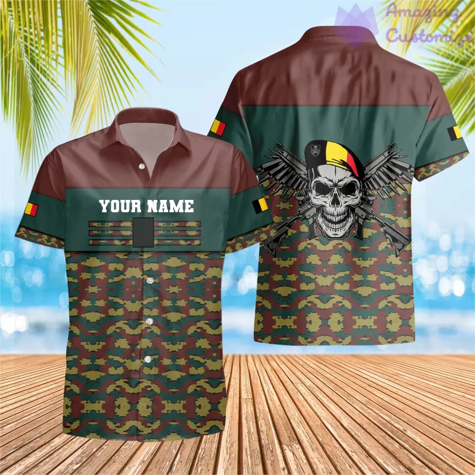 T-shirt personnalisé avec camouflage soldat/vétéran belge avec nom et grade imprimé en 3D - 0102240003