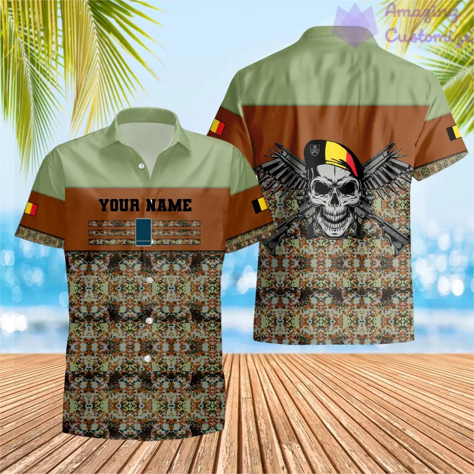 Personalisiertes T-Shirt mit belgischem Soldaten-/Veteranen-Tarnmuster mit Namen und Rang, 3D-Druck – 0102240003