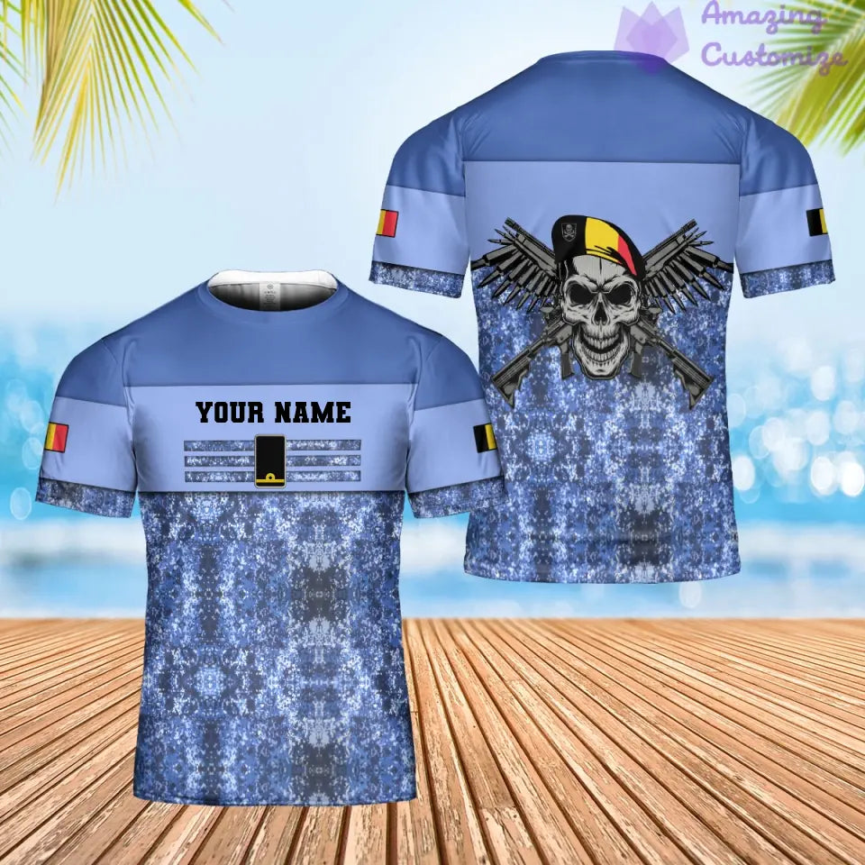 Personalized Belgium Soldier/ Veteran Camo With Name And Rank T-shirt 3D Printed  - 0102240003