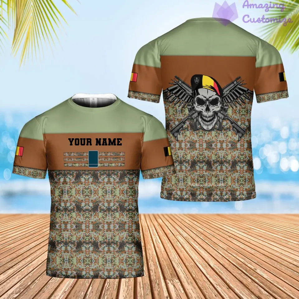 T-shirt personnalisé avec camouflage soldat/vétéran belge avec nom et grade imprimé en 3D - 0102240003