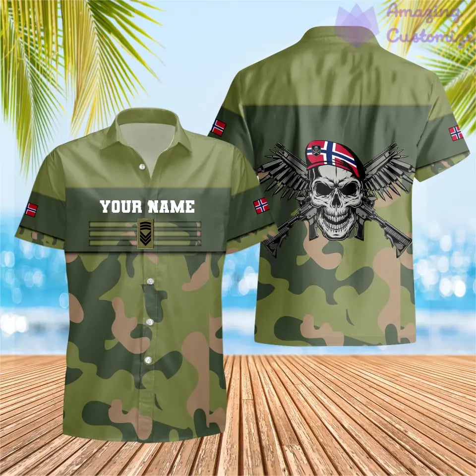 Personalisiertes norwegisches Soldaten-/Veteranen-Tarnhemd mit Namen und Rang, Hawaiihemd, 3D-Druck – 1201240001