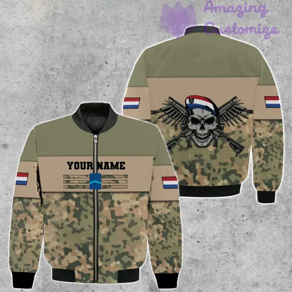 Personalisierter Kapuzenpullover mit Camouflage-Muster für niederländische Soldaten/Veteranen mit Namen und Rang, 3D-Druck – 1201240001