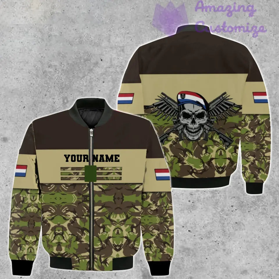 Personalisierter Kapuzenpullover mit Camouflage-Muster für niederländische Soldaten/Veteranen mit Namen und Rang, 3D-Druck – 1201240001