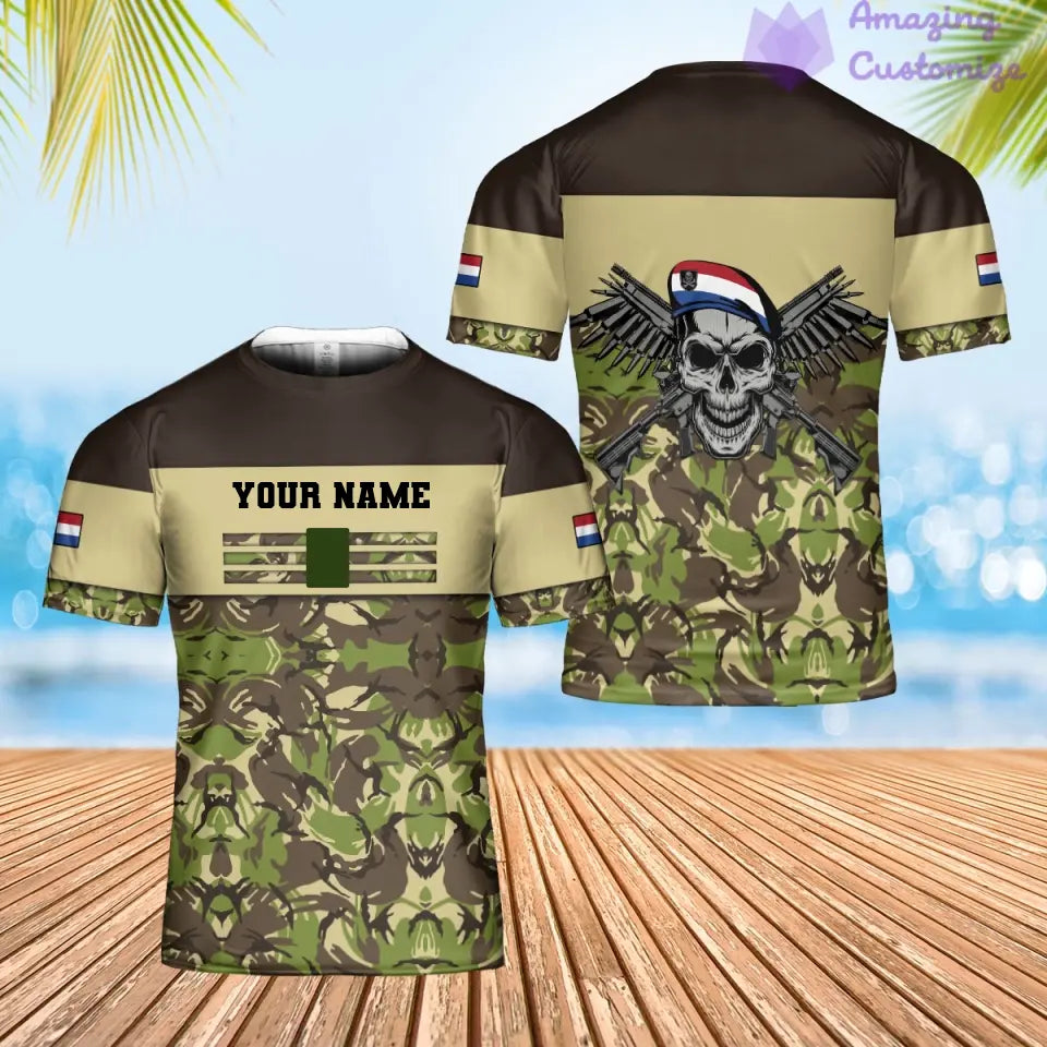 Personalisierter Kapuzenpullover mit Camouflage-Muster für niederländische Soldaten/Veteranen mit Namen und Rang, 3D-Druck – 1201240001