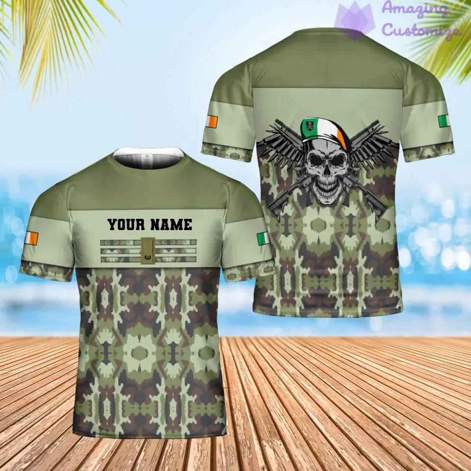 Personalized Ireland Soldier/ Veteran Camo With Name And Rank Hoodie 3D Printed  - 1201240001