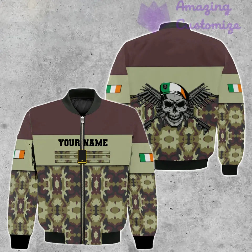 Personalisierter Kapuzenpullover mit irischem Soldaten-/Veteranen-Tarnmuster und Namen und Rang, 3D-Druck – 1201240001