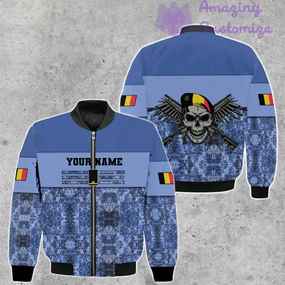 Personalisierter Kapuzenpullover mit 3D-Druck für belgische Soldaten/Veteranen im Camouflage-Muster mit Namen und Rang – 1201240001