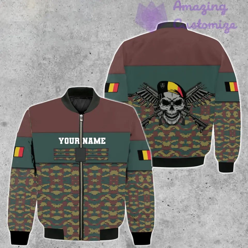 Personalisierter Kapuzenpullover mit 3D-Druck für belgische Soldaten/Veteranen im Camouflage-Muster mit Namen und Rang – 1201240001