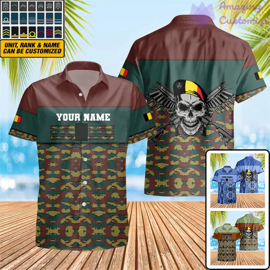 Personalized Belgium Soldier/ Veteran Camo With Name And Rank Hawaiin Shirt 3D Printed  - 1201240001