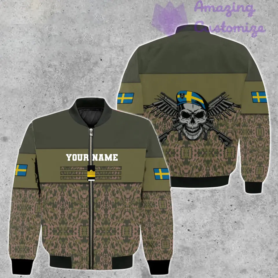 Personalisierter Kapuzenpullover mit schwedischem Soldaten-/Veteranen-Tarnmuster und Namen und Rang, 3D-Druck – 1201240001