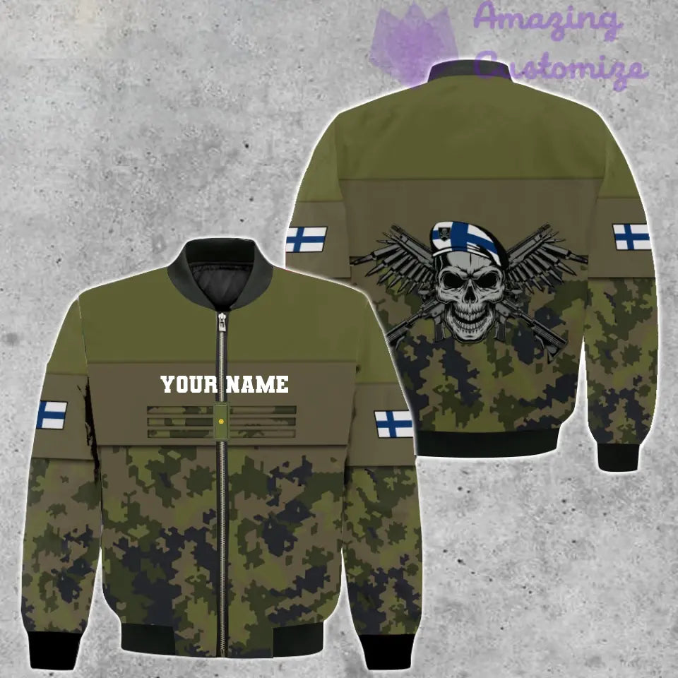 Personalisierter Kapuzenpullover mit 3D-Druck für finnische Soldaten/Veteranen im Camouflage-Muster mit Namen und Rang – 1201240001