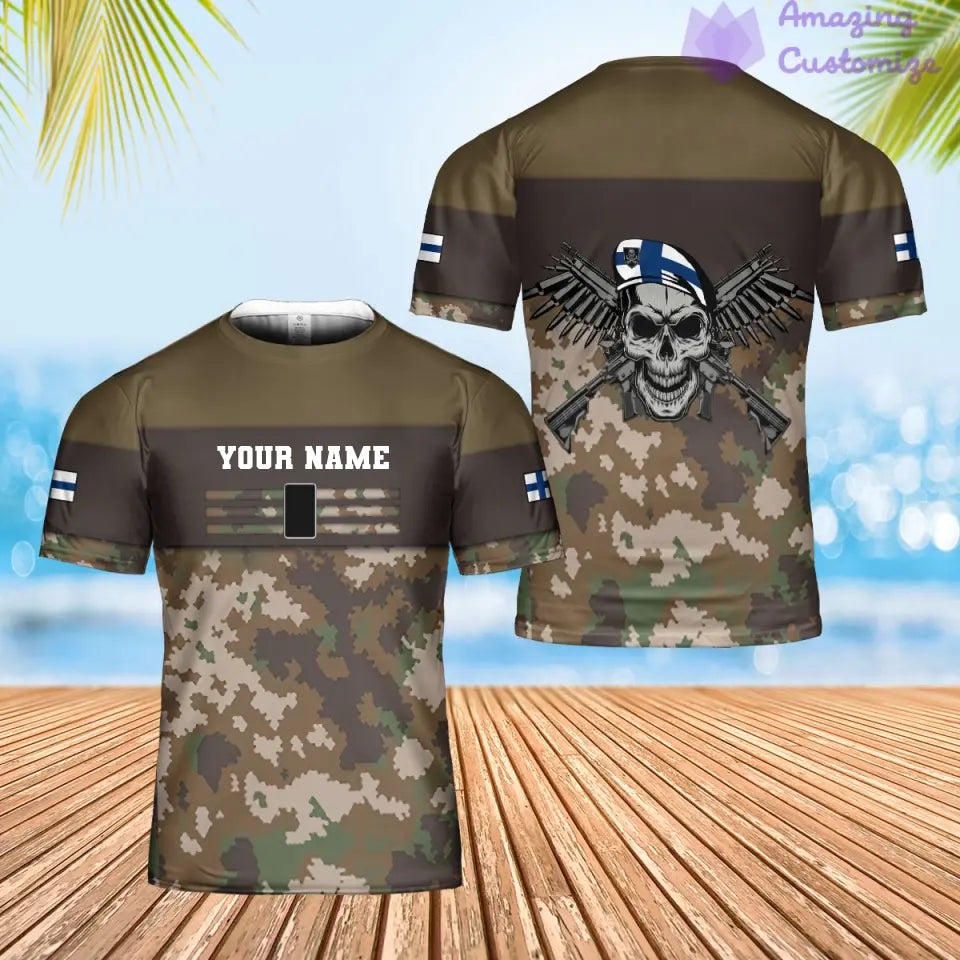 Personalized Finland Soldier/ Veteran Camo With Name And Rank Hoodie 3D Printed  - 1201240001