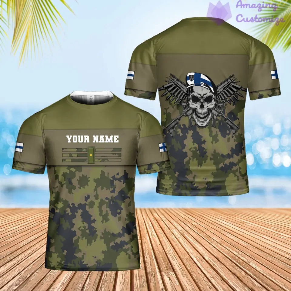 Personalisierter Kapuzenpullover mit 3D-Druck für finnische Soldaten/Veteranen im Camouflage-Muster mit Namen und Rang – 1201240001