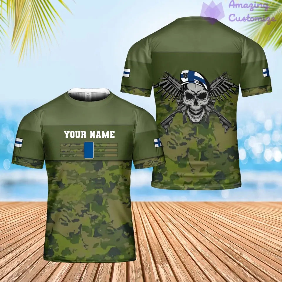 Personalisierter Kapuzenpullover mit 3D-Druck für finnische Soldaten/Veteranen im Camouflage-Muster mit Namen und Rang – 1201240001